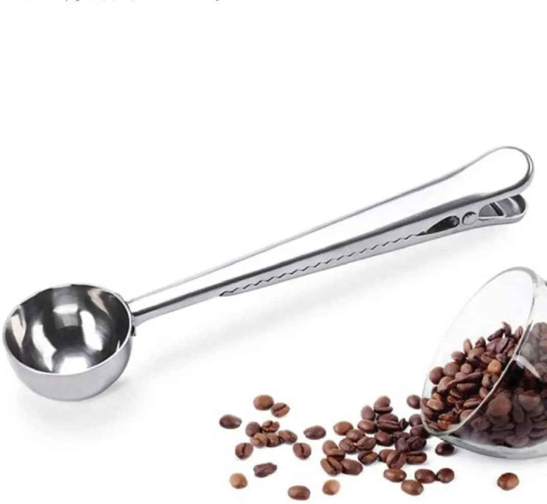 7 Inch Metal Coffee Tools With Bag Clip Coffee Measuring Spoon Food Grade Mini Matcha Spoon