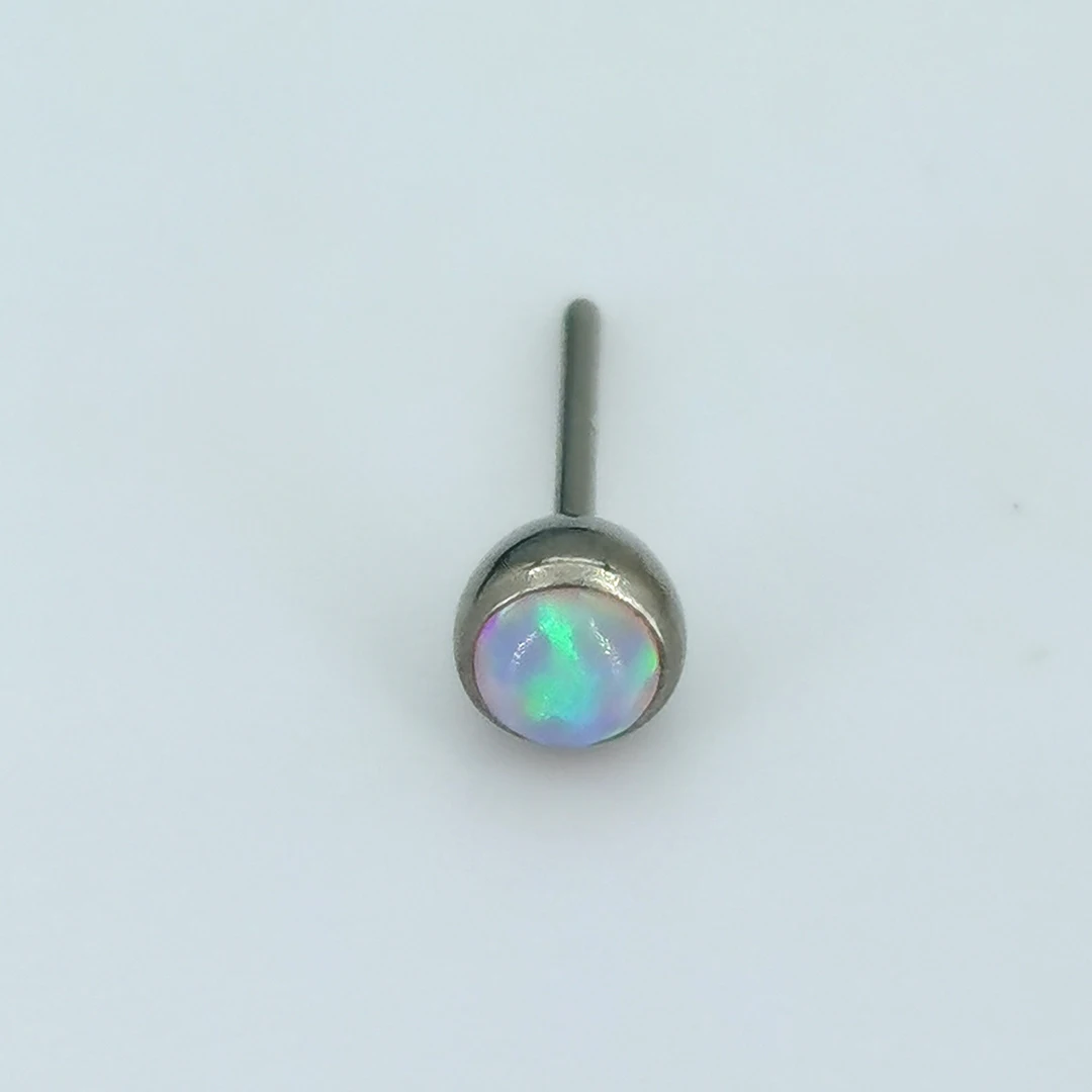 Custom ASTM F136 Titanium G23 Body Jewelry Threadless Bezel Set Colorful Opal Basic Titanium Piercing Jewelry Tops