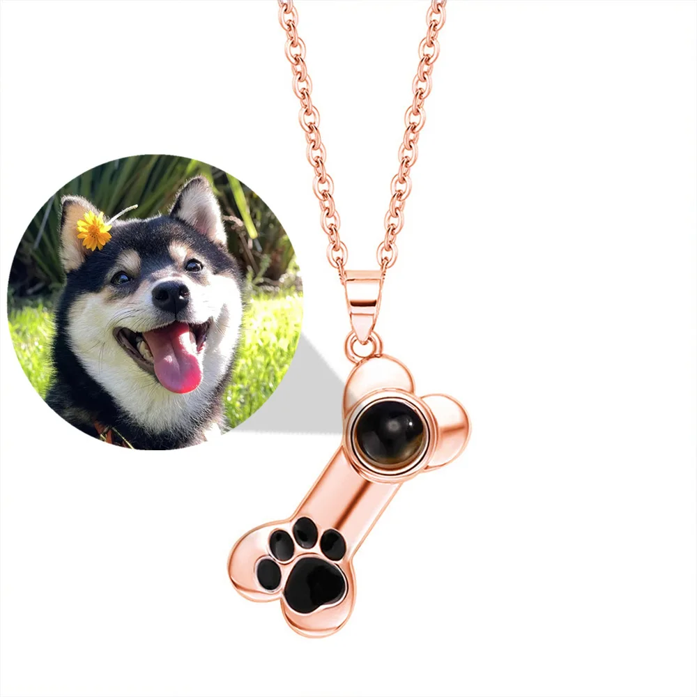 Premium Feeling Nano Projection Necklace Bone Dog Paw Munchkin Seal Pendant
