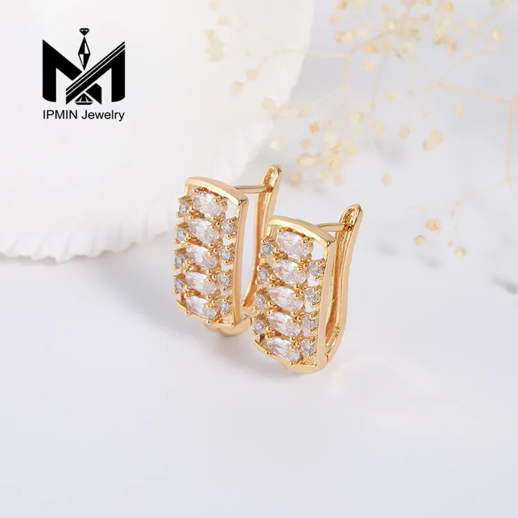 Guangzhou Wholesale Jewelry 18K Gold Plated Earrings Fashion Hoop Earrings