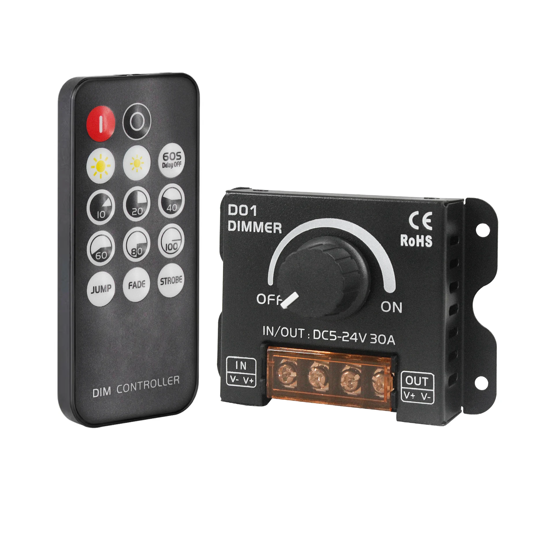 Прямой завод 30A RF2.4G 10Key DC5V 24V поворотный диммер Одноцветный контроллер для световой полосы