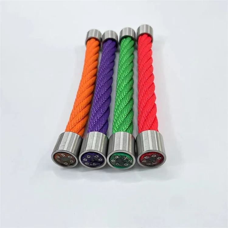 rainbow color nylon braided playground combination rope with steel wire