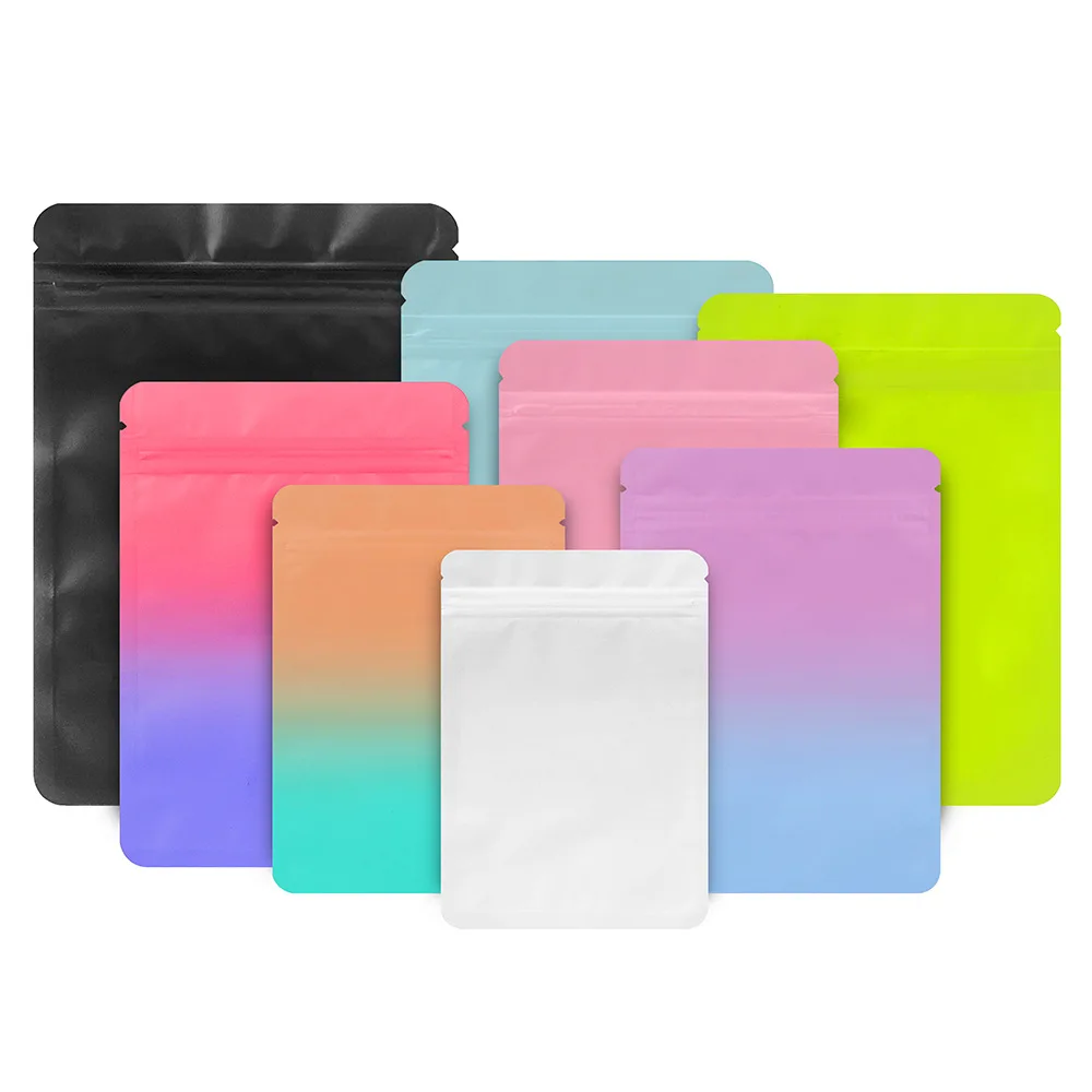100 Pcs/lot Matte Black pink White Blue Smell Proof Resealable Ziplock Mylar Bags Aluminum Foil Pouch Baggies Flat Bag