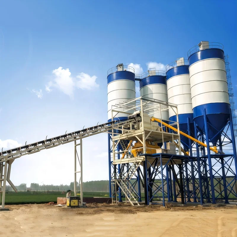 Hzs180 Belt Type Automatic Concrete Batching Plant With Cement Silo Already Mix Concrete Plant  For Sale In Viet Nam