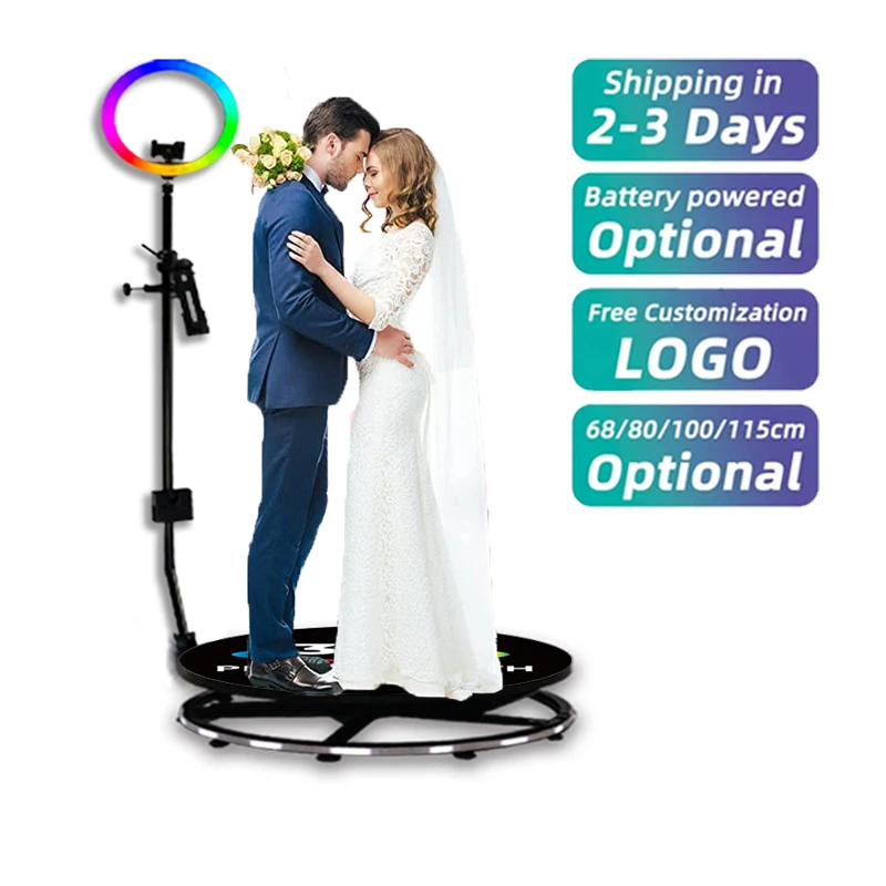 360 Photo Booth Camera Automatic Spin with Slow Motion and Adjustable Selfie Platform Stand Perfect Wedding Party