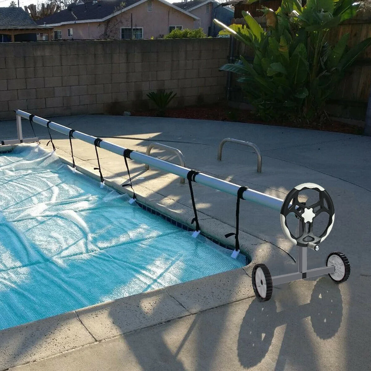 Best pool cover reel with higher frame inground pool cover roller