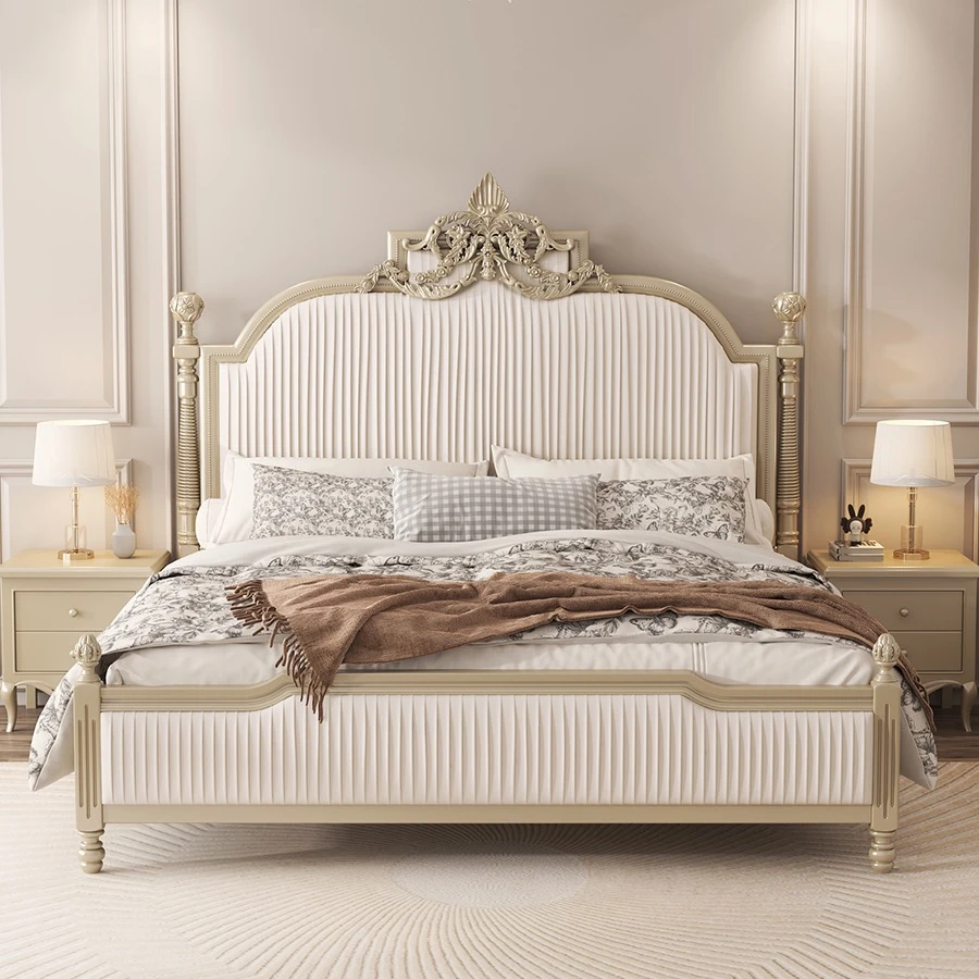 Factory custom wholesale Luxury Bedroom beds  King Size Leather Bed  Set Italian Modern Style High-end Fashion Furniture