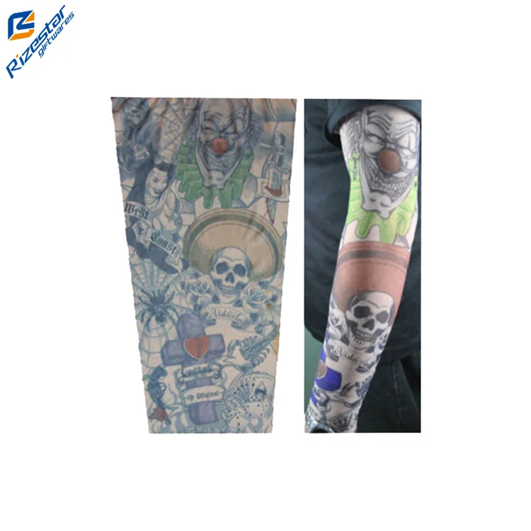 Wholesale Nylon Fake Tattoo Sleeves Decorative Arm Sleeves Custom Seamless Fake Tattoo Arm Sleeves