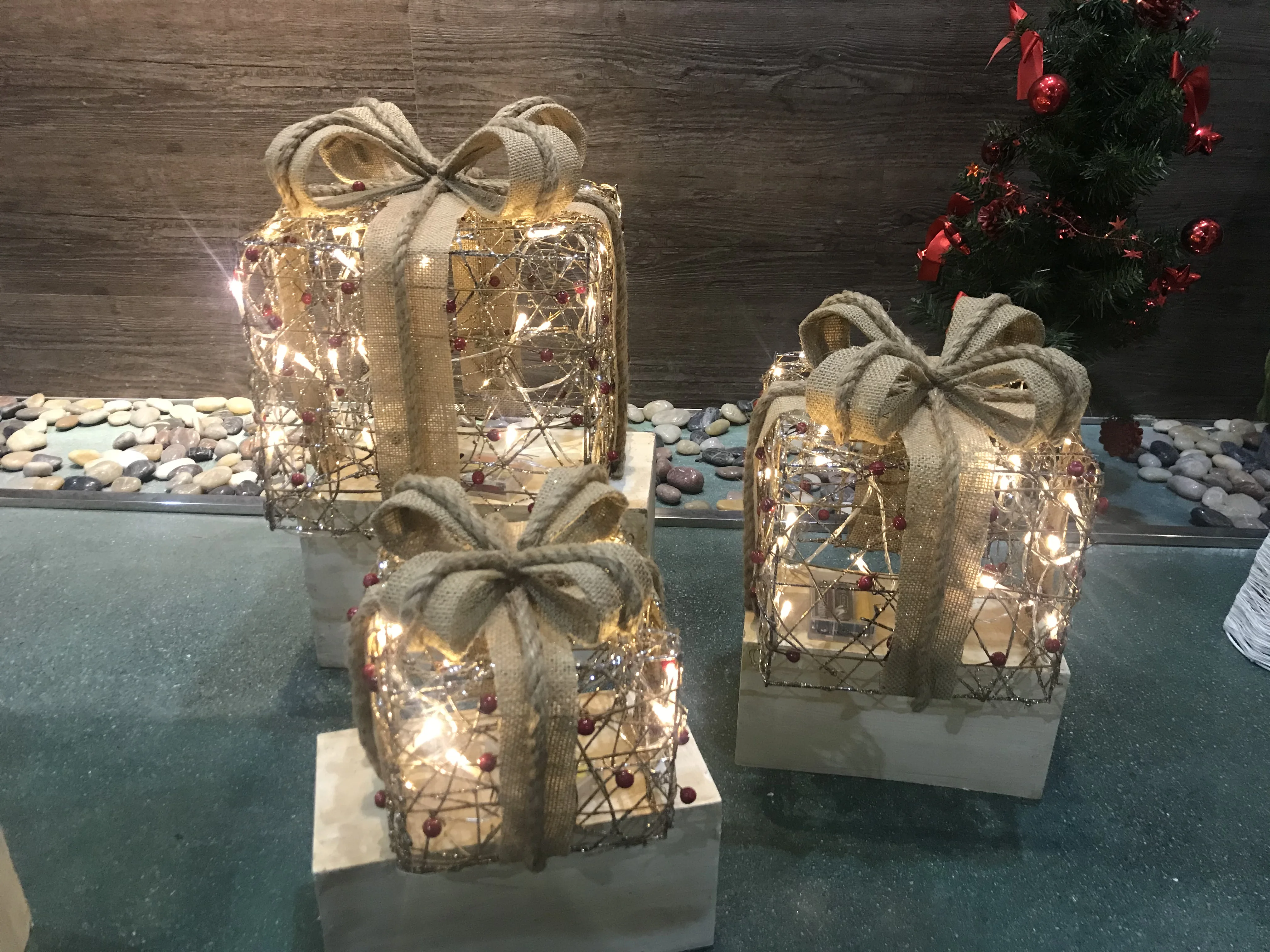 Home Decoration Lights Sisal 3 Gift Boxes Assorted