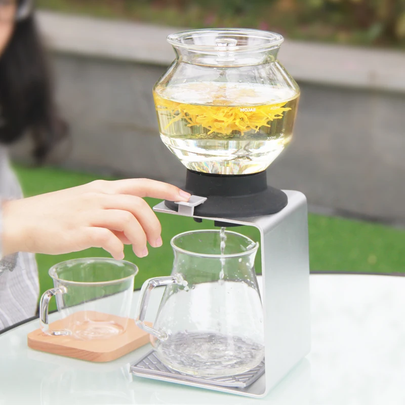  Japanese Style Silver Glassware Tea Dripper Set With Stander and Pot