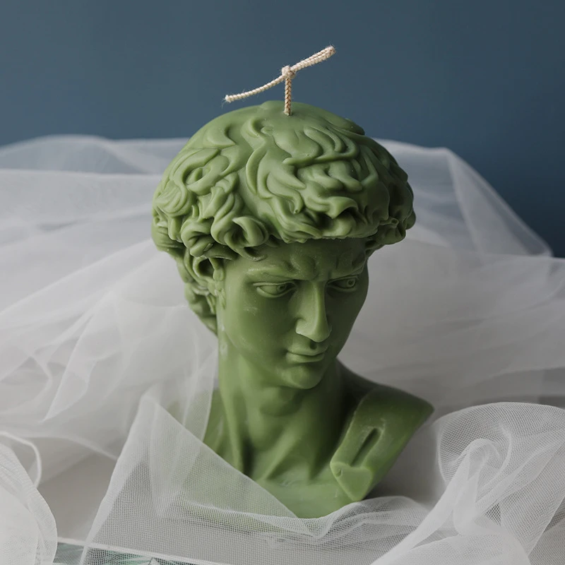 M131 3D Large David candle resin mould DIY gypsum plaster Portrait Wax sculpture David Head Candle silicone mold