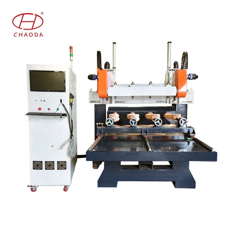 3d деревянная маленькая скульптура мульти голова cnc маршрутизатор машина для производства ножек стула