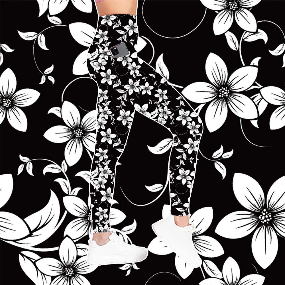 High Waist Sports Leggings Ribbed Yoga Pants Gym Leggings for girls with pocket