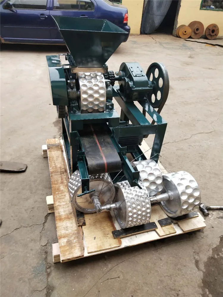 Energy Saving BBQ Charcoal Briquette Making Machine Two Roller Squeeze Coal Powder Charcoal Briquette Extruder Molding Machine
