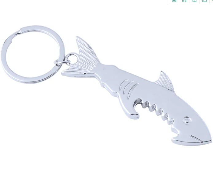 Low MOQ innovative keychain laser engraved metal bottle opener keychain 3D shark wholesale a wine bottle opener