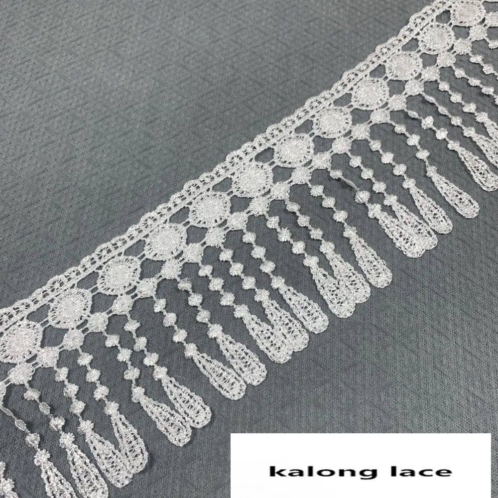 Width 14 cm Polyester Embroidered Soft Mesh Milk Silk Lace White Tulle Lace Trim for Garments Bridal Dress