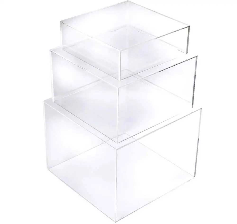 Clear Acrylic Cube Display Nesting Risers with Hollow Bottoms