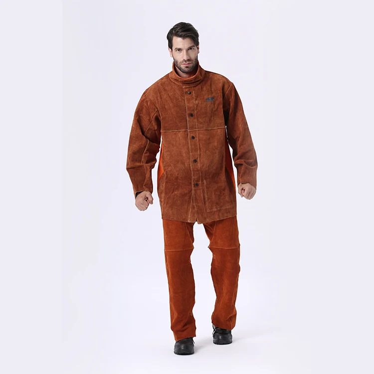 Ally Protect Premium Cowhide Leather Safety Work Jacket for Welding Tasks
