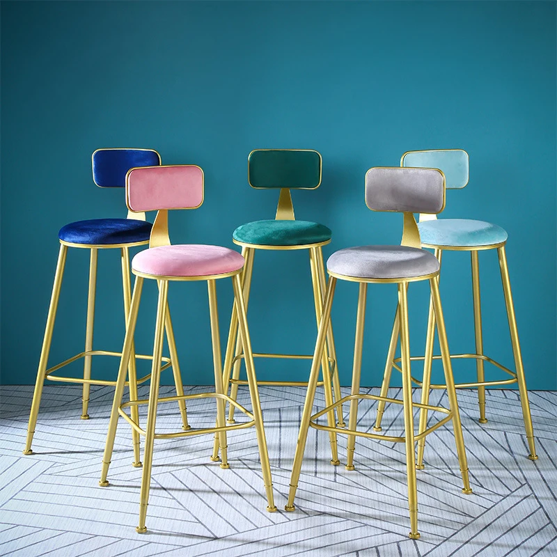 Bar Chairs Nordic Tall Cheap Counter Furniture Gold Metal Leather Back Luxury Kitchen Modern High Stool Bar Chairs For Bar Table