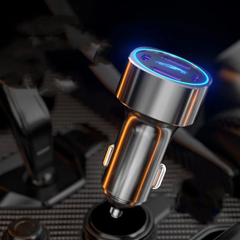 Быстрая зарядка Универсальный USB Автомобильное зарядное устройство адаптер светодиодный дисплей беспроводное автомобильное для мобильного телефона алюминиевое