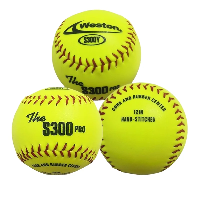 Wholesale Softball Balls 12 inch S300 pro Softbol Yellow PVC Leather Softball for Promotion