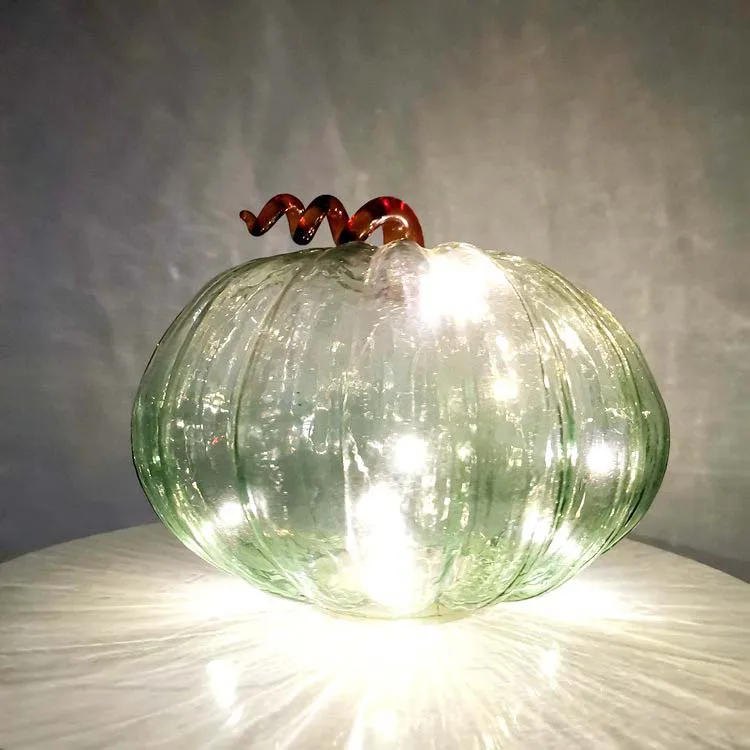 Halloween Harvest festival party hot decoration Carfts light green LED glass pumpkin light Timing