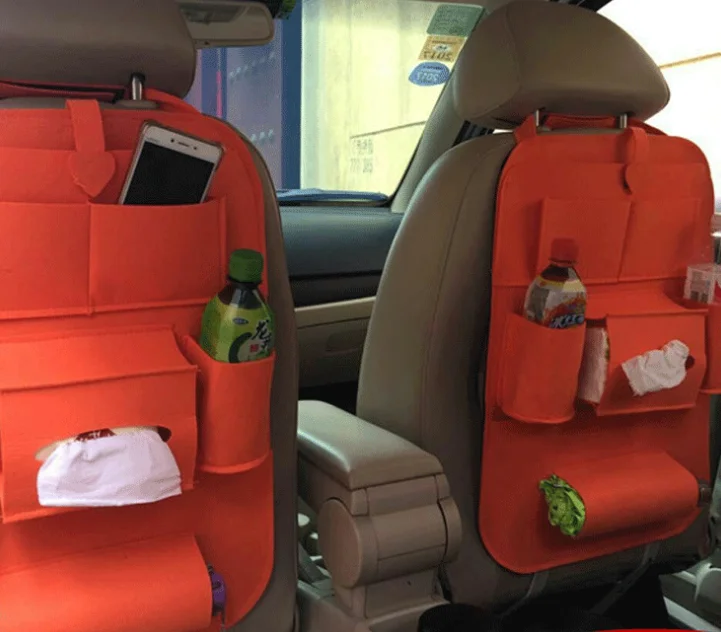 Custom logo felt car seat back organizer bag felt car storage bag