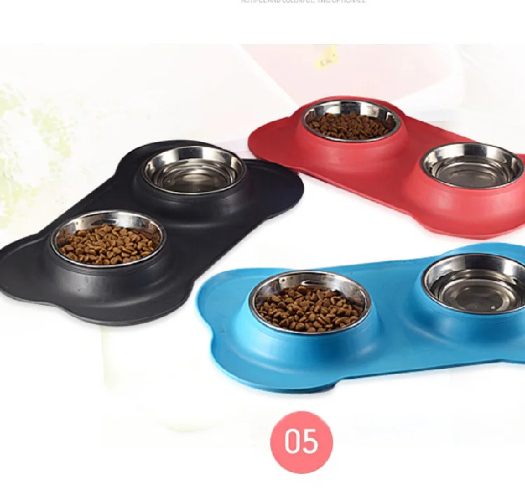 
Pet Dog Bowls 2 Stainless Steel Dog Bowl with Silicone Mat Pet Food Scoop Water and Food Feeder Bowls for Feeding Dogs Cats 