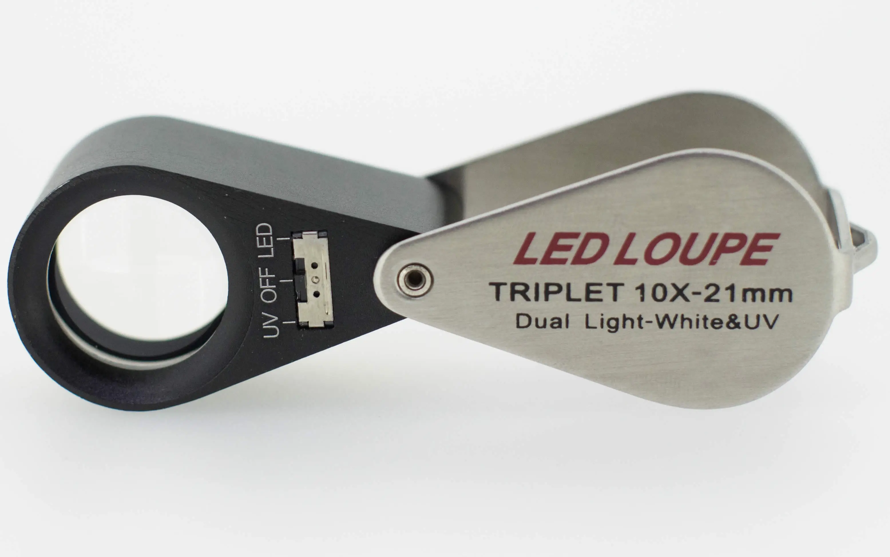 10x Mini Folding Jewelers Eye Loupe Optical Glass Magnifier 6 LED Light & UV Light Magnification