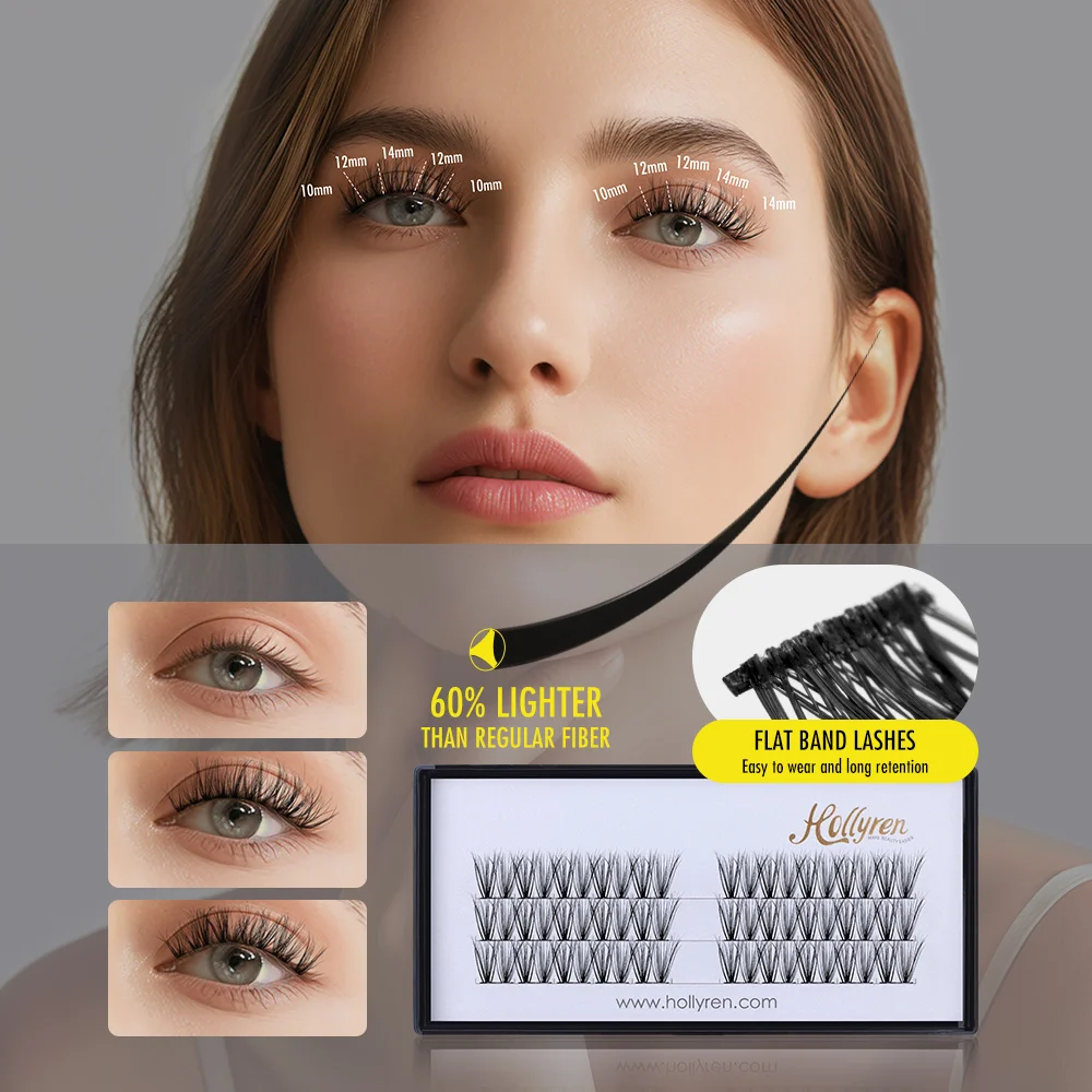 Wholesale Natural Style Lash Clusters 60% Lighter Flat Band Individual Eyelash Diy Lash Extensions Kit At Home
