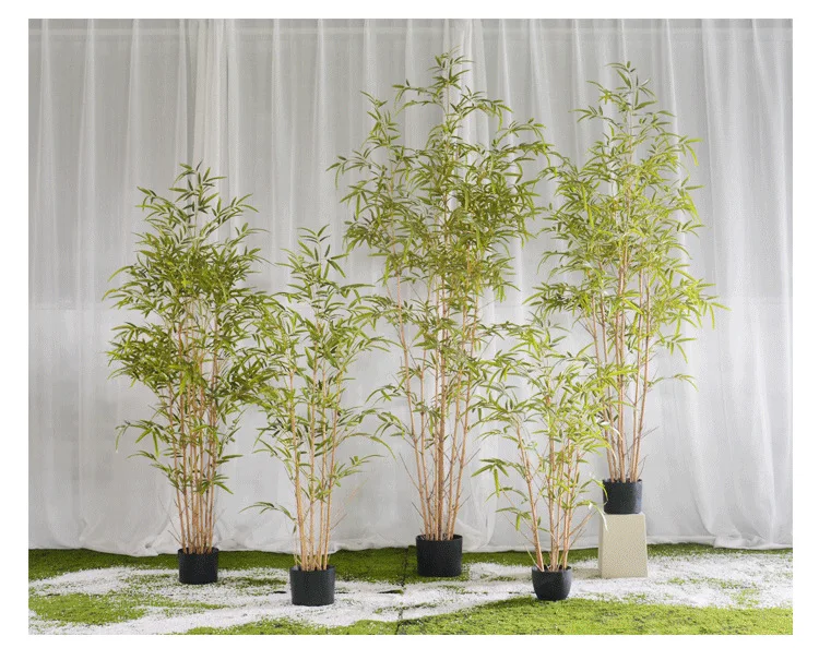 SZ Small artificial bamboo tree potted plants home decor bamboo tree plant indoor faux silk bamboo tree 8ft for whole sale