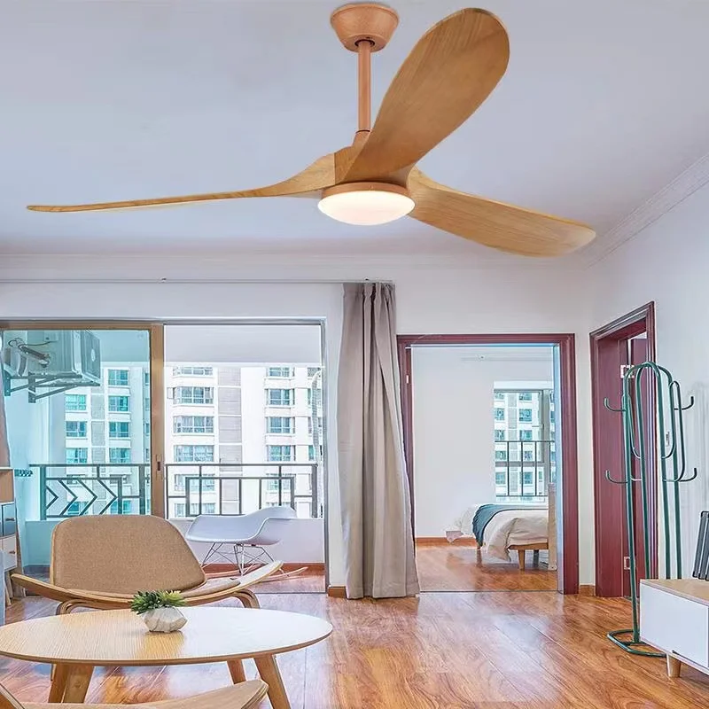 New style Nordic Luxury 52 Inch Solid Wooden 3 Blade Modern Dc Motor Mute Ceiling Fan No Light