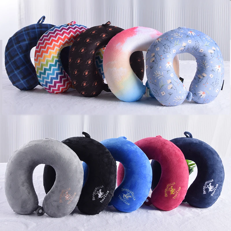 Wholesale Factory in stock Neck Support Travel Pillow Colorful Printed Spandex U Shape Pillow
