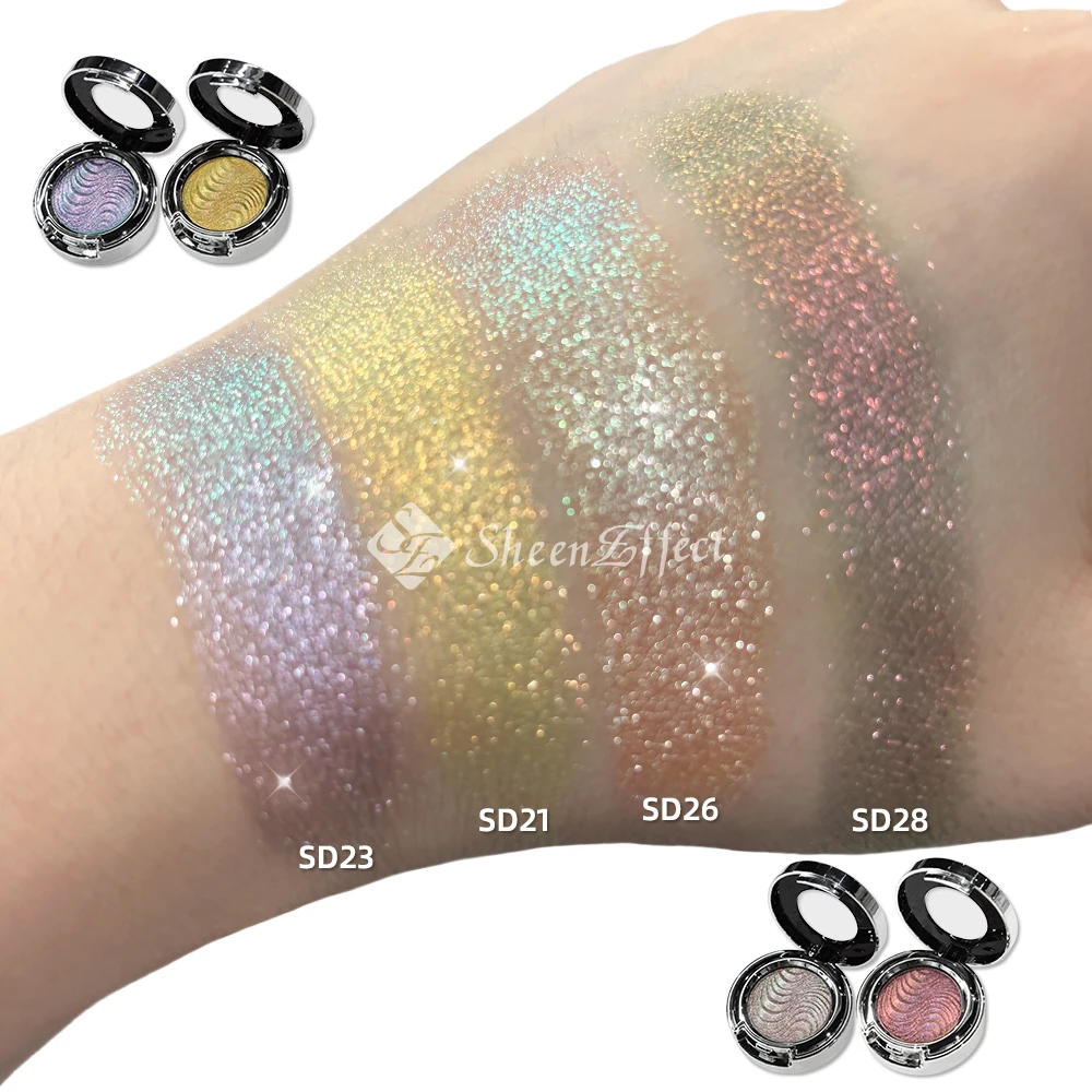 Wholesale cosmetics makeup your logo holographic holo single private label high pigmentation duo chrome multichrome eyeshadow