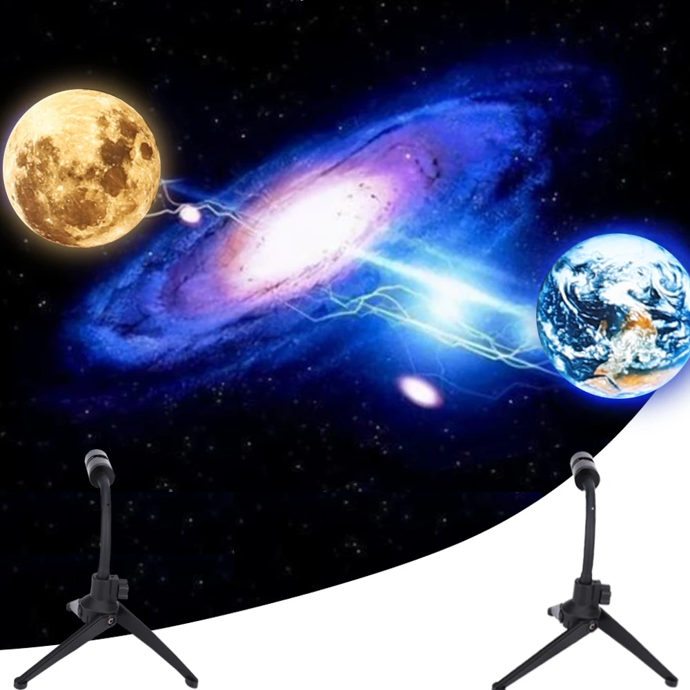2 in 1 Projector Night Light Moon Earth Lamp 360 Degree Rotatable LED Night lamp For Bedroom Home Room Decoration