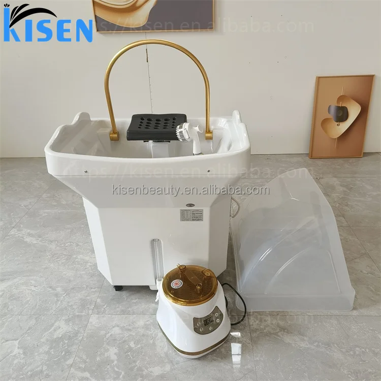 Kisen New Design Portable Adjustable Hair WashSalon Furniture Shampoo Basin for Hospital Barbershop Beautyshop with Water Tank