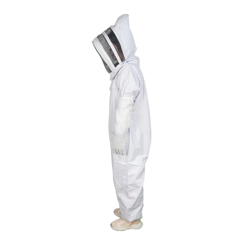 Ventilated Beekeeping Suit with Round Veil and zipper L Size Cotton Bee Suit