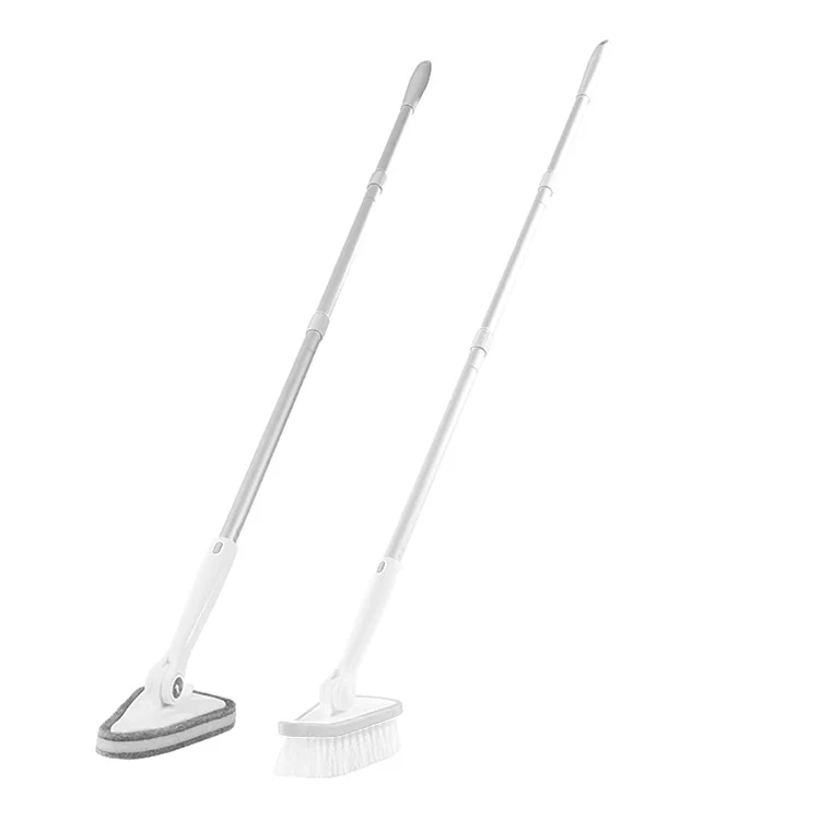 Hot Selling Tub Tile Cleaning Brush 2 in 1 Scrubber Brush Sponge Head with Extendable Handle Stiff Bristles Scrub Brush