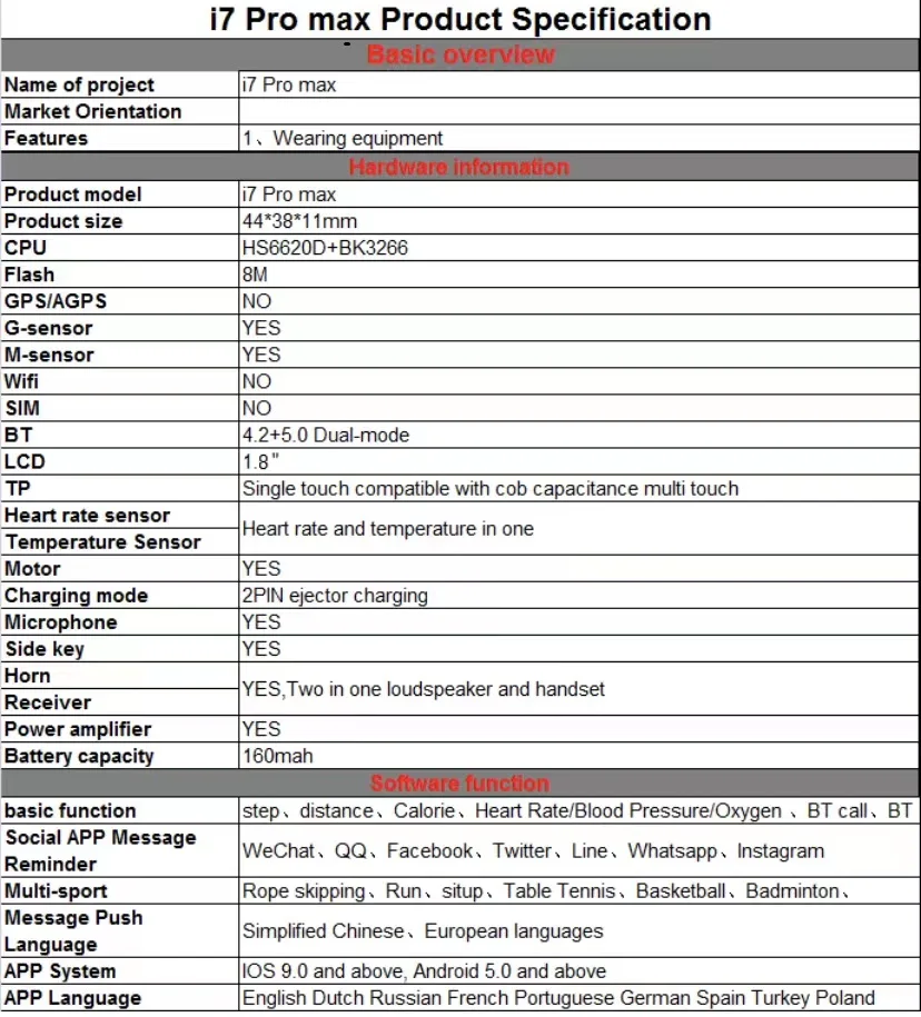 i7pro max Watch 7 Smart Watch Series 7 1.8inch i7 Heart rate Pro max  i7promax