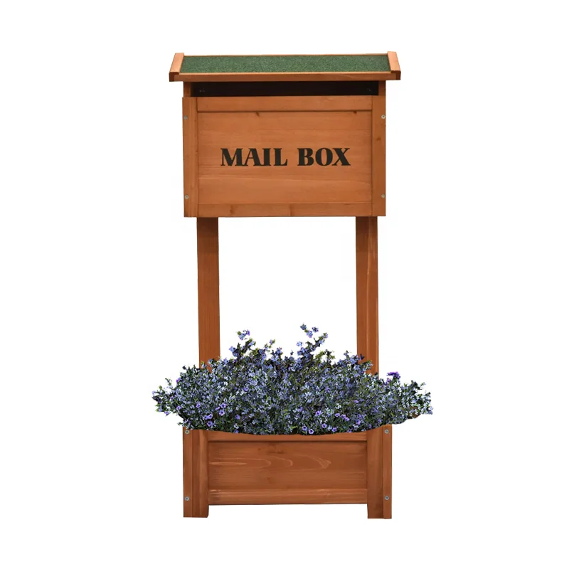 Outdoor garden wood standingmail box post letter  wooden mailbox for home