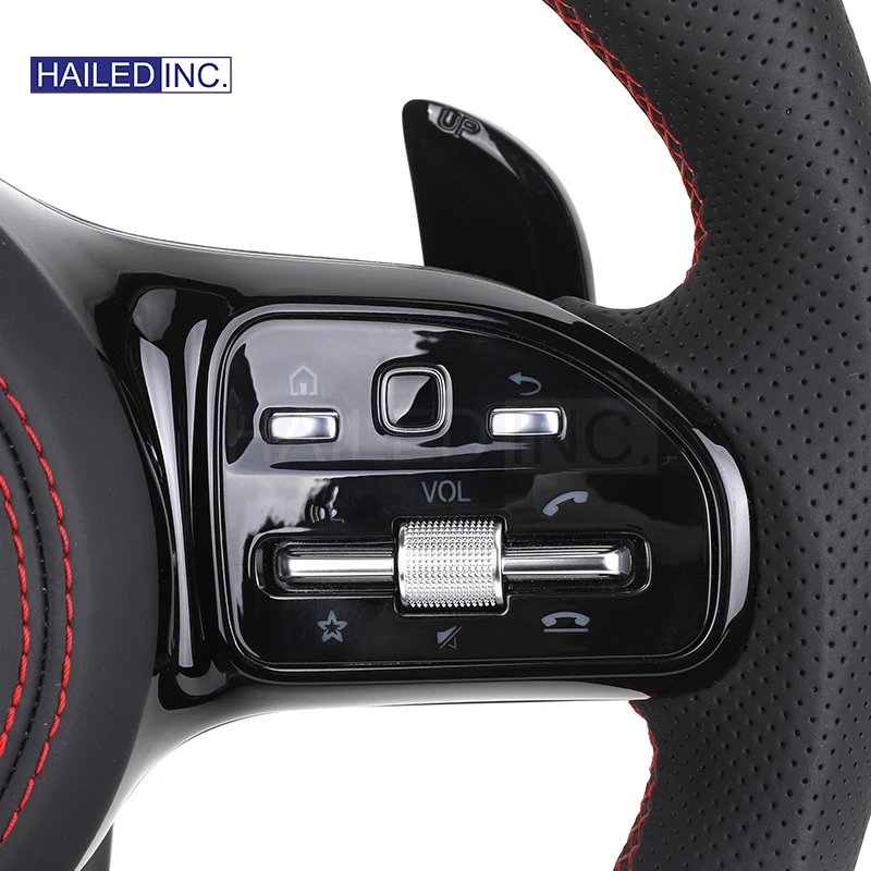 HAILED Black Style Half Perforated Leather Carbon Steering Wheel for Mercedes Benz W213 C238 W463 W464 W222 C217 W205 C63 AMG