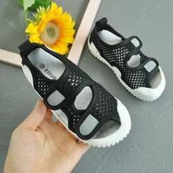 Серая детская обувь, оптовая продажа, плоская обувь, вязаная сетчатая ткань, детская повседневная обувь для лета