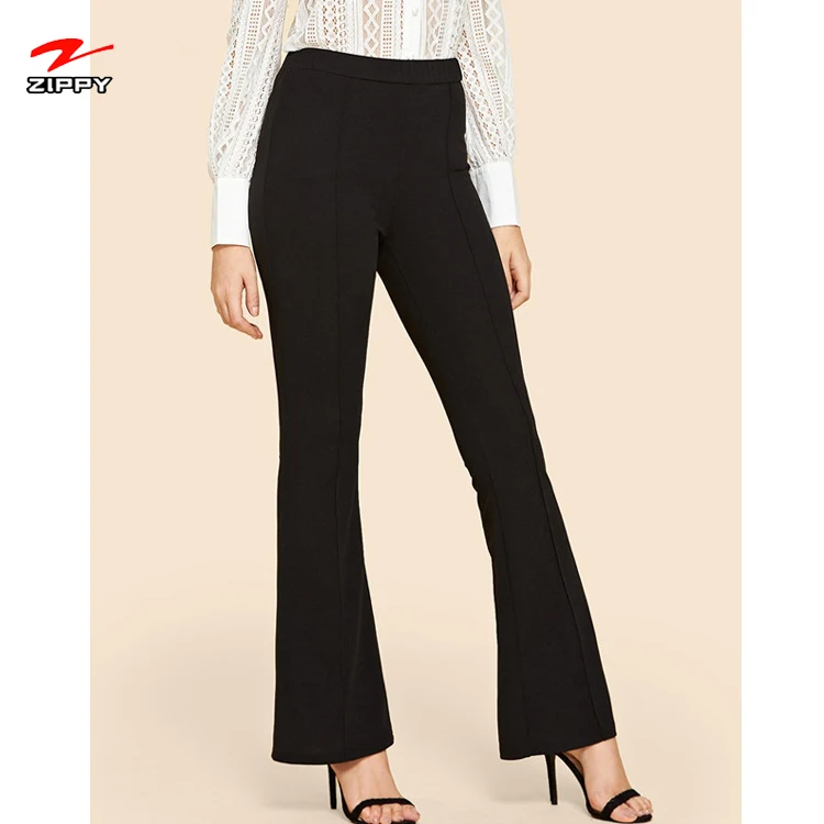 Pants wholesale Black mid-waist stretch trousers Plus-size bell-bottoms ladies pants