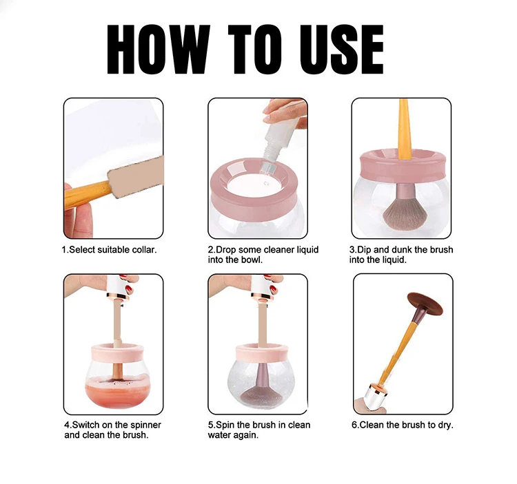 
Automatic Rotate Spinner Brush Cleaner Tool Electric Makeup Brush Cleaner and Dryer for all sizes Makeup Brush Sets 