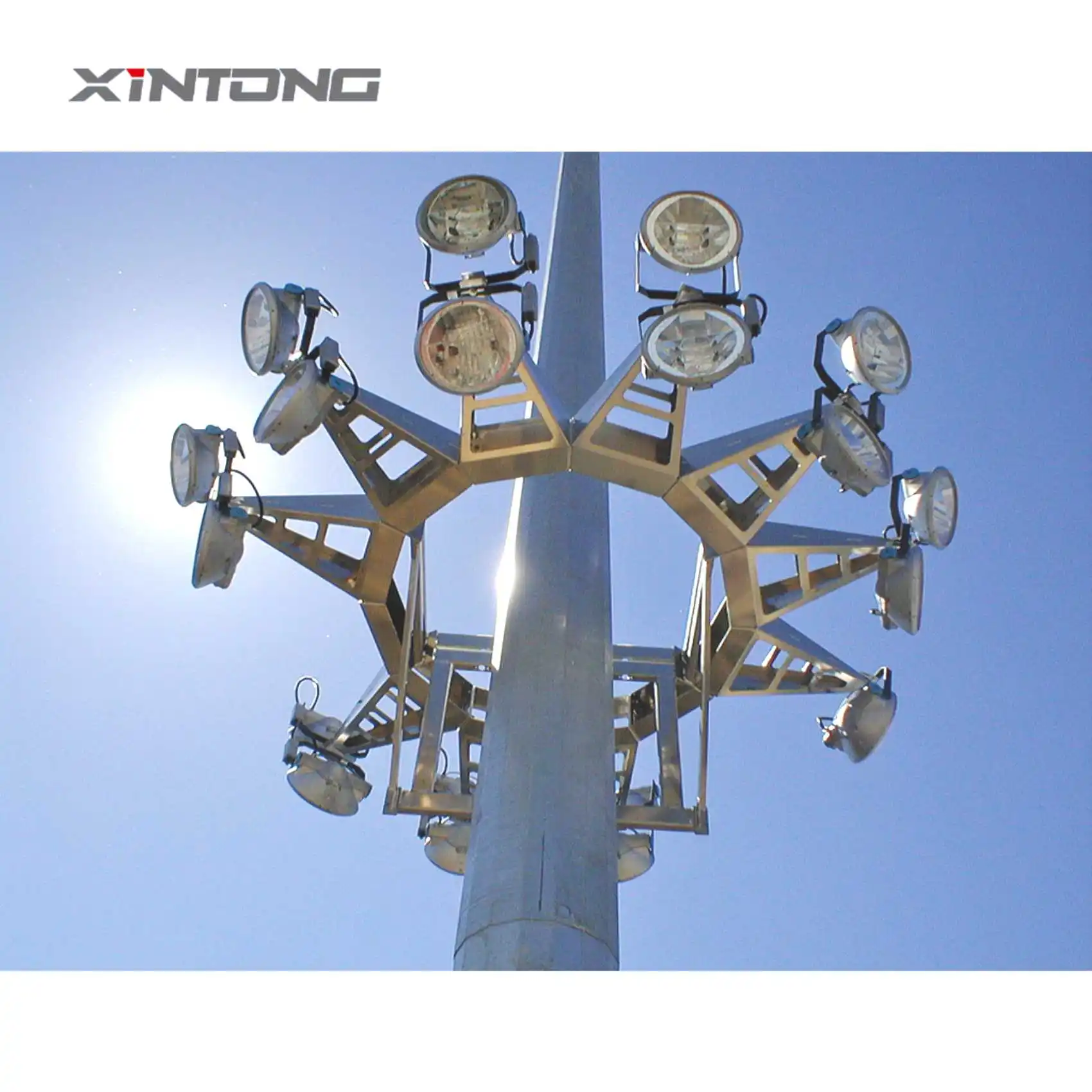 Morden design 25-40m high mast lighting pole Mid-hinged type for seaport or airport