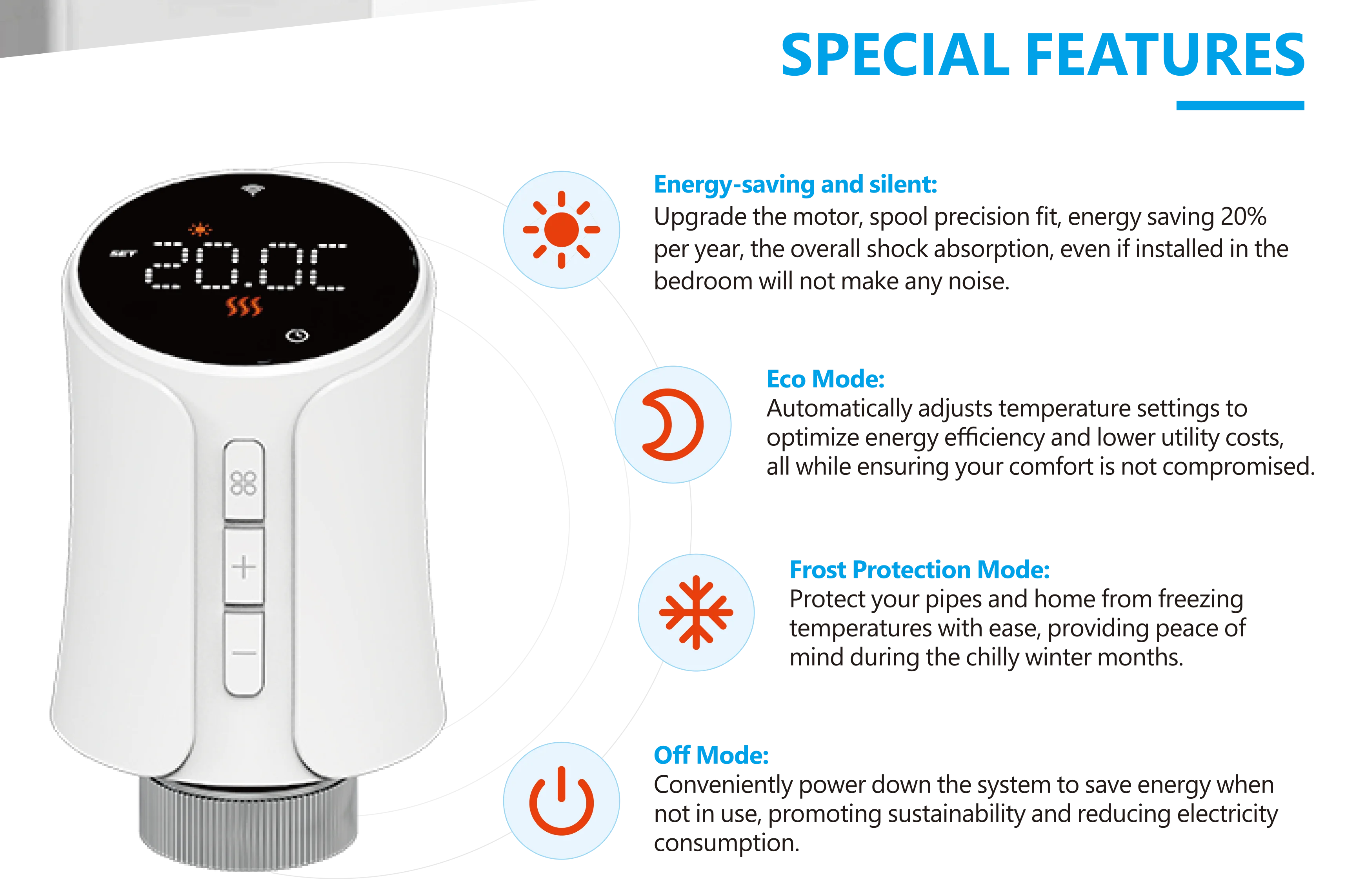 TUYA Wi-Fi Smart LED Thermostatic Radiator Valve TRV Modern Alexa Google Home Compatible No Gateway Required Apartment Use