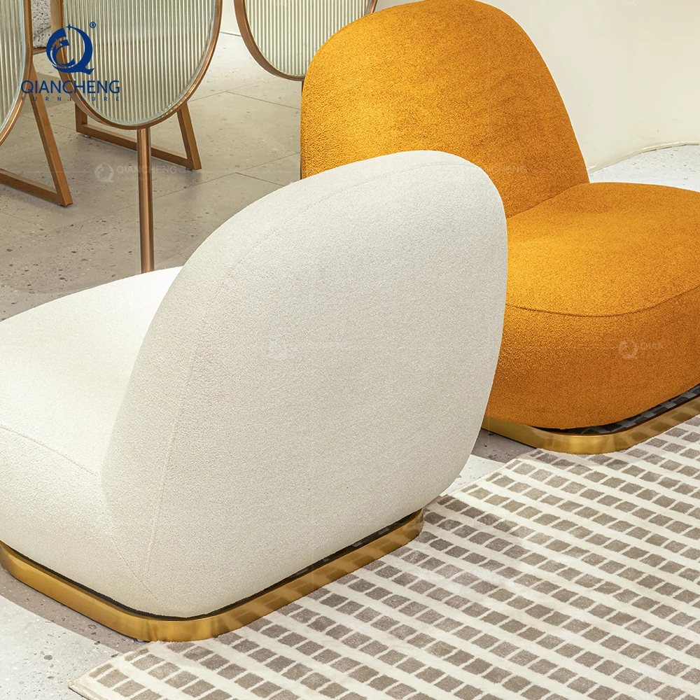 Supplier OEM Furniture Swivel Leisure Chair Manufacturer Factory Wholesale Hotel Sherpa Fleece Boucle Fabric single Sofa Chair