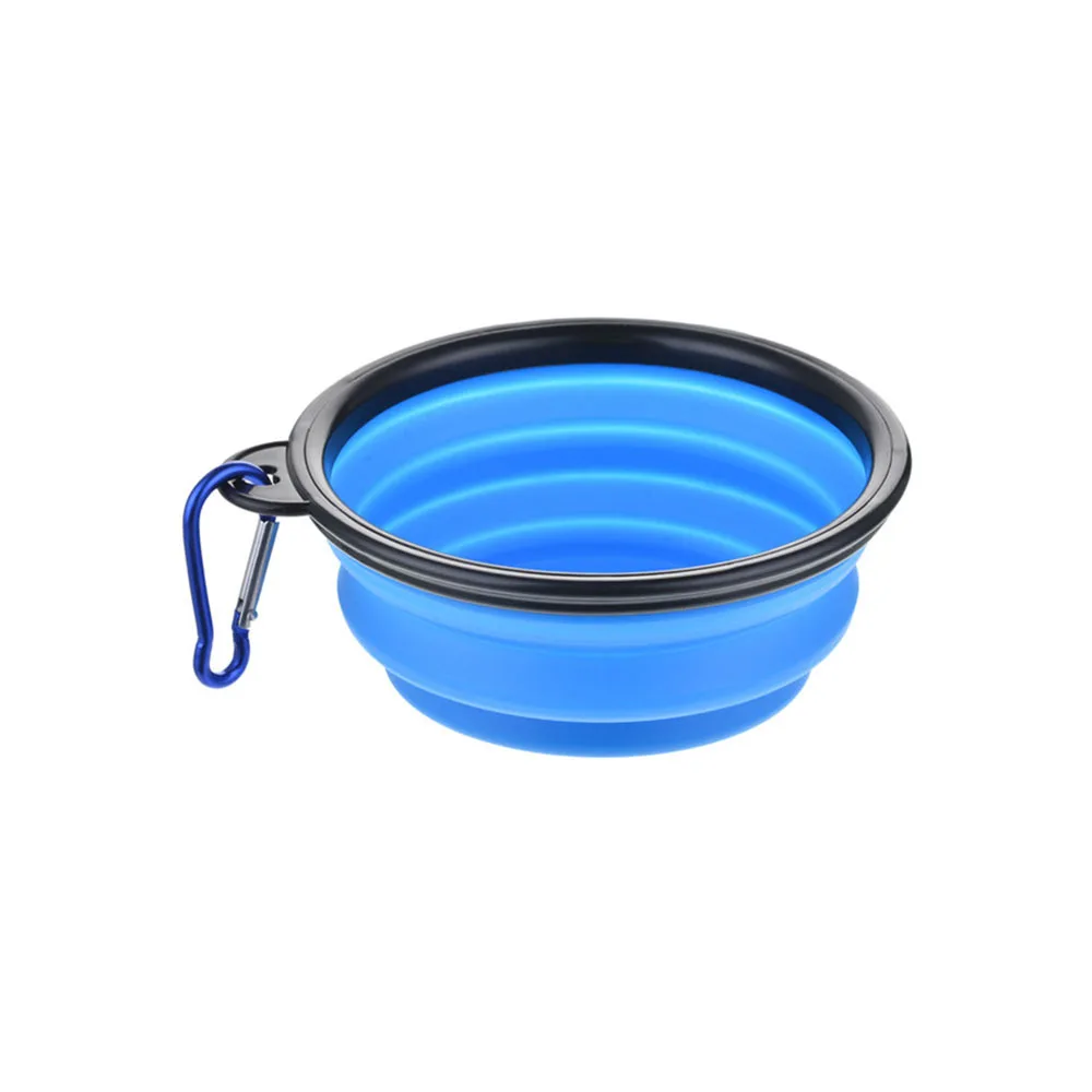 Multi color Collapsible Travel Plastic Foldable Pet Food Feeders Bowls