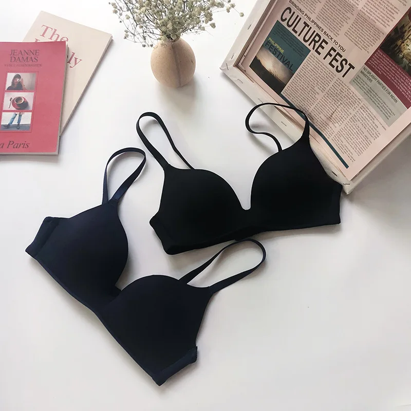women basic style bras Asian girls small breast bras underwear sexy bra set seamless laser cut wireless thin cup brassier
