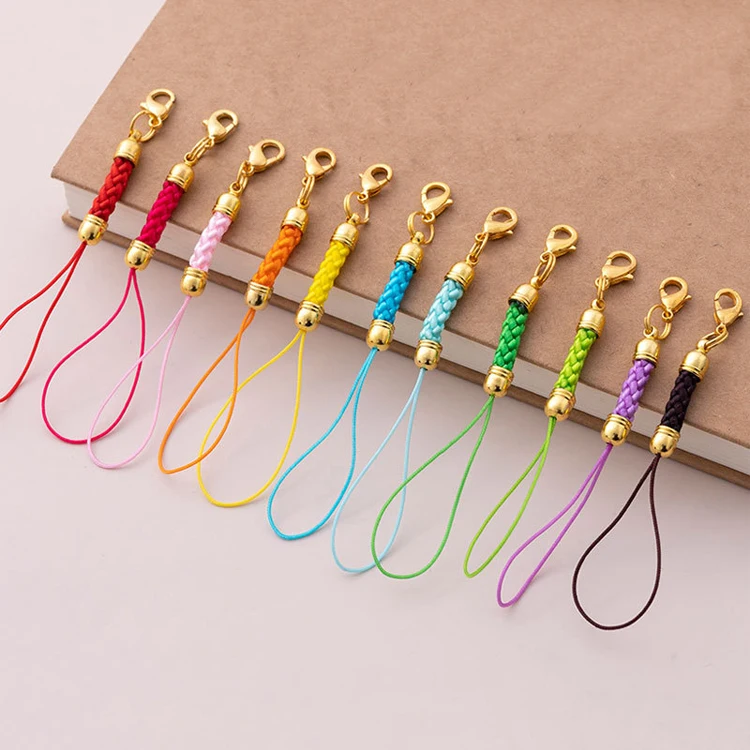 Оптовая продажа Плетеный ремешок для мобильного телефона простой пустой черный цвет Подарочный Брелок ключей